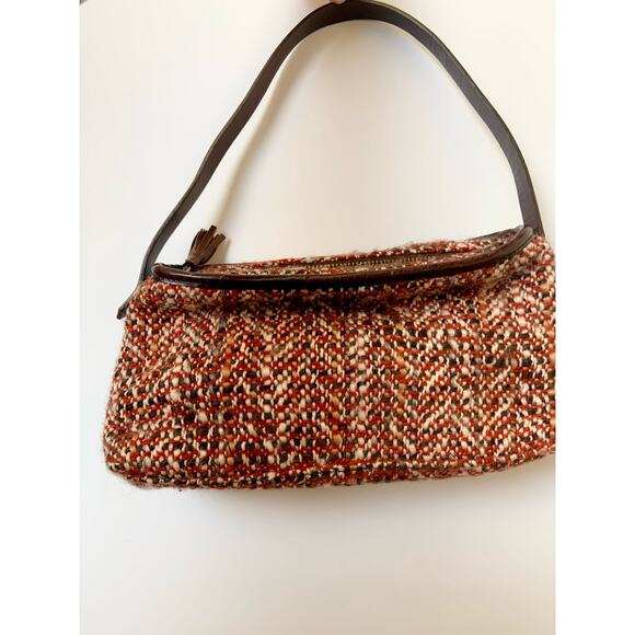 Banana Republic Y2K Leather Wool Mini Bag Purse - Picture 5 of 10